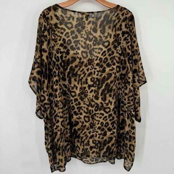 Torrid Women's semi Sheer Leopard Print Top Size 3X plus Animal Blouse - Picture 8 of 9